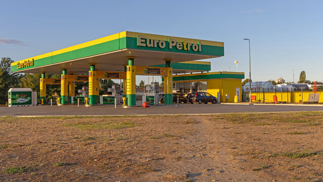 Yellow and Green Euro Petrol Station at Zmaj in Belgrade Serbia 