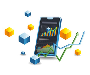 themed blockchain technology computer analyst concept illustration