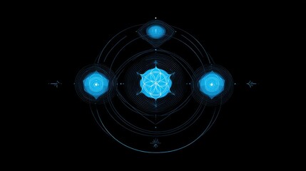 Abstract blue glowing digital design on black background for technology concepts