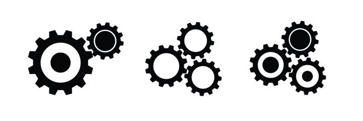 Gear icon set. Gear Settings symbol,Functions symbol.