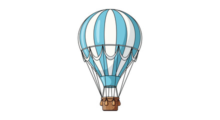 Naklejka premium Whimsical air balloon with blue and white stripes