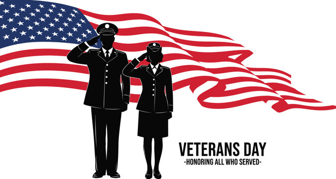 Veterans day honoring all who served american flag background