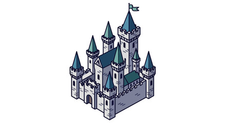 Obraz premium Enchanting isometric castle illustration