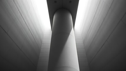 Minimalist architectural detail of a concrete column with soft light, highlighting abstract geometric beauty.