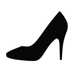 Elegant black high heel shoe silhouette on a clean white background