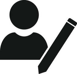 writer user icon , author icon, style can be used for web, mobile, ui,  a person holding a pen and a person with a pencil icon. Vector illustration