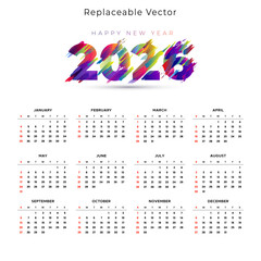 Calendar for 2026. Happy new year 2026 modern artistic creative calendar design.