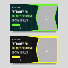 Multipurpose modern podcast set video thumbnail banner design, podcast sound video tips and trick cover banner design, fully customizable vector eps 10 file format