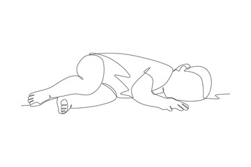 Baby sleeping concept one-line drawing