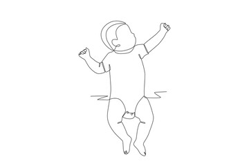 Baby sleeping concept one-line drawing