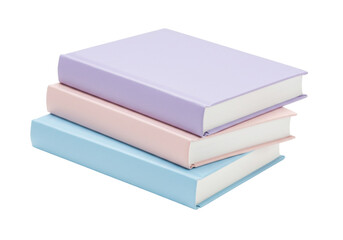 Isolated stack of three pastel colored books, knowledge concept, study materials object