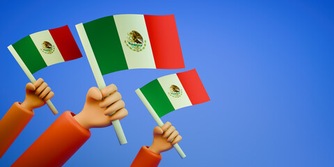Mexico Independence Day greeting card template. 3d render.