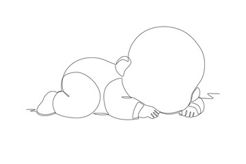 Baby sleeping concept one-line drawing