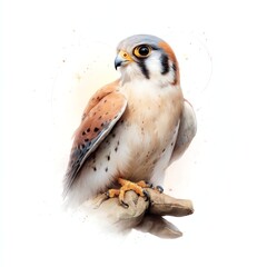 A beautiful portrait of a hawk perched gracefully, showcasing its striking features and elegant feathers.