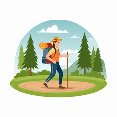 Trekking walk &mdash; flat vector illustration