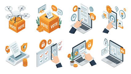 Digital Voting And Secure Online Election Processes Isometric Concept Set