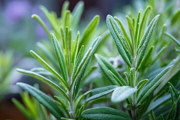 Obraz premium Close-up of vibrant green herb plants with long, pointed leaves and delicate textures