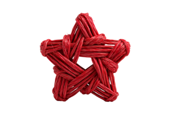 Vibrant red star ornament woven for holiday cheer and festive decorations, celebrating Christmas