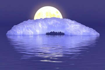 Iceberg at night, moonlit scene