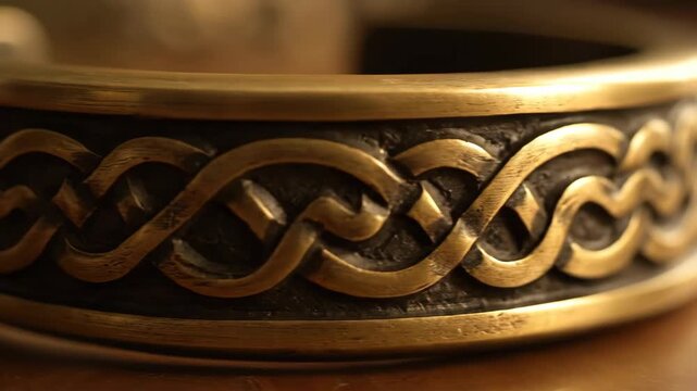 Close up of Celtic Knot Design on an Antique Gold Ring