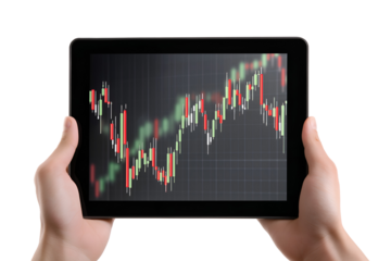 Analyzing live stock market data on a tablet, empowering financial decisions anywhere quickly and easily