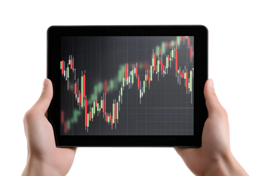 Analyzing live stock market data on a tablet, empowering financial decisions anywhere quickly and easily