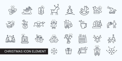 christmas-icon-elements-set-holiday-decoration-vector