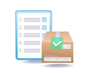 package checklist board illustration symbolizing shipping,tracking,and logistics service