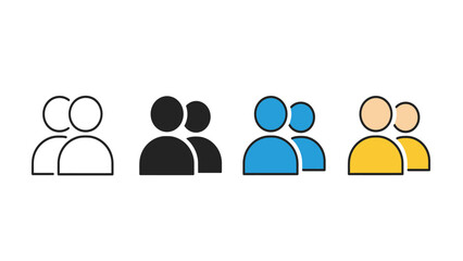 Group of People Icons Set With Different Styles and Colors