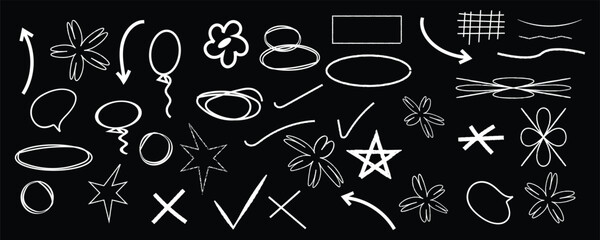 Playful Hand-Drawn Doodles and Abstract Shapes for Creative Design and Decoration