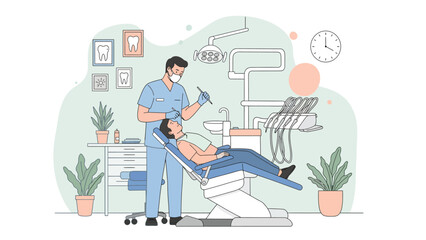 Fototapeta premium Modern Dental Clinic: Dentist Examining Patient for Oral Health Checkup