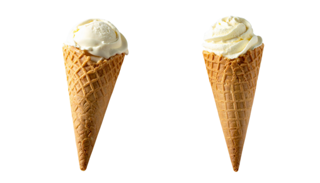  Dual classic vanilla swirl cone collection isolated on transparent background