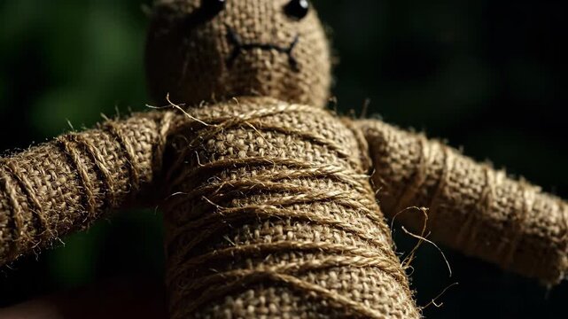 Close up of a Spooky Voodoo Doll in Natural Lighting