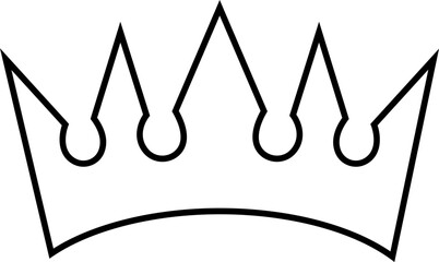 Crown icon with black line and outline royal crowns, luxury monarchy and queen king symbol, vector illustration for logo, fashion, jewelry, award and premium design template