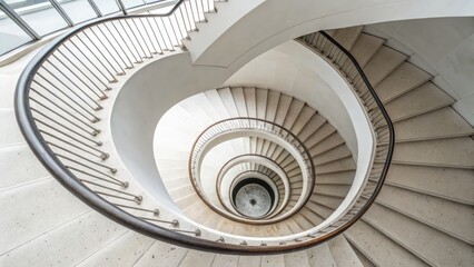 Fototapeta premium Elegant spiral staircase design with modern architectural elements