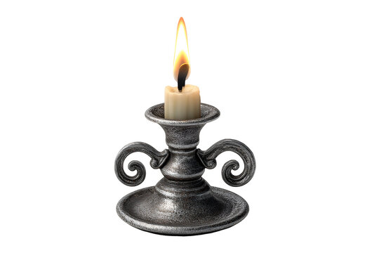 Elegant antique candle holder casts a warm, flickering glow creating a cozy, romantic ambiance.