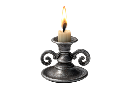 Elegant antique candle holder casts a warm, flickering glow creating a cozy, romantic ambiance.