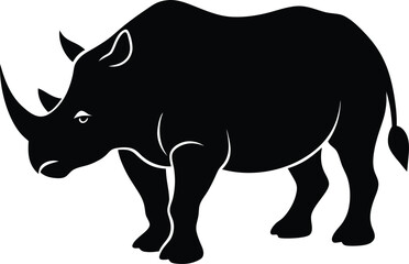 Black rhino silhouette vector illustration isolated on white background for wildlife and zoo design