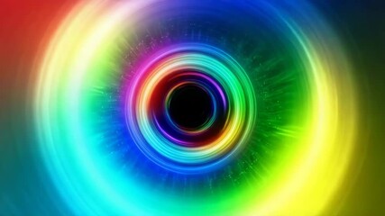 Vibrant rainbow vortex tunnel with glowing colorful rings creating a psychedelic effect - Powered by Adobe