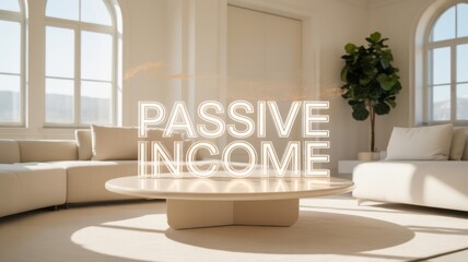 Modern living room with "Passive Income" text overlay.