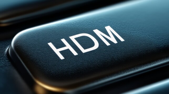 Hdm key on computer keyboard for essential functions, close up of hdm key vital for pc control and shortcuts.