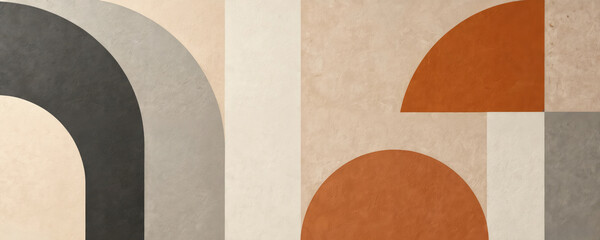 Abstract geometric stone tile pattern design. Neutral colors and textured surface. Suitable for modern interior design background wallpaper. Perfect for art prints, posters or marketing materials.