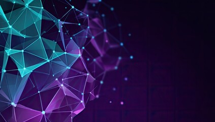 A vivid digital composition, featuring vibrant interconnected geometric shapes on a dark background