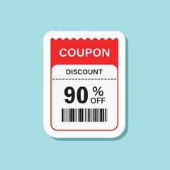 Gift voucher sticker icon in flat style. 90% discount vector illustration on isolated background. Promotion coupon sign business concept.