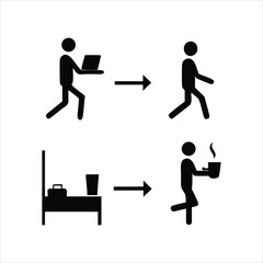 Daily routine icons showing work and relaxation