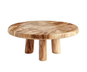Round wooden cake stand with three legs isolated on transparent background