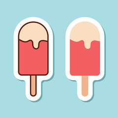 Ice cream sticker icon in flat style. Tasty dessert vector illustration on isolated background. Sweet eating sign business concept.