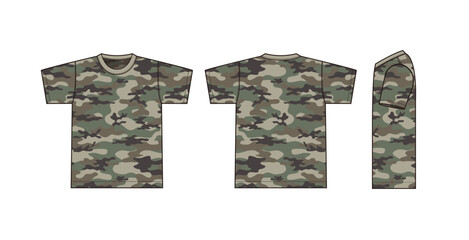 Camouflage short-sleeved T-shirt template illustration