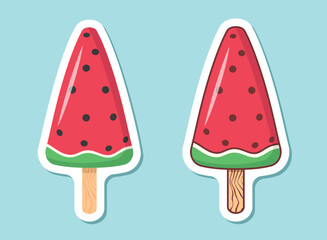 Ice cream sticker icon in flat style. Tasty dessert vector illustration on isolated background. Sweet eating sign business concept.
