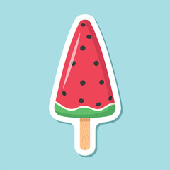 Ice cream sticker icon in flat style. Tasty dessert vector illustration on isolated background. Sweet eating sign business concept.